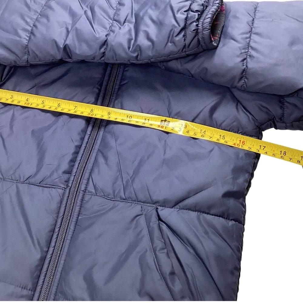 Columbia Girls‎ Reversible Hooded Jacket Navy Blue Fleece Print Size M 10/12